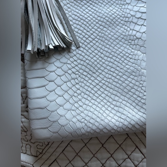 Gigi New York White Snakeskin Clutch with Tassel - Picture 3 of 8